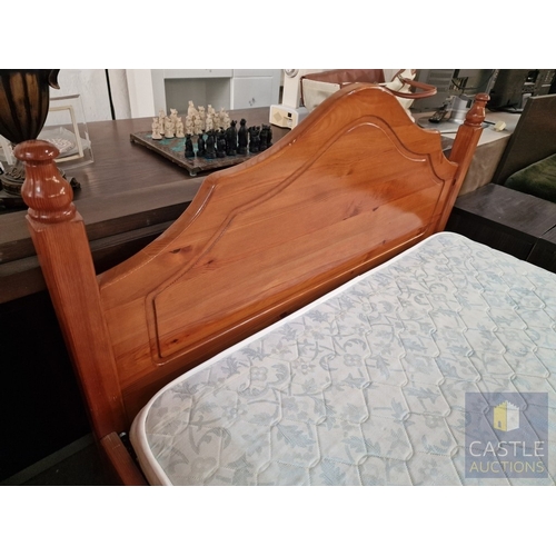 196 - Pine Double Bed with 'Gevorest' Mattress, (Approx. 138 x 193cm)