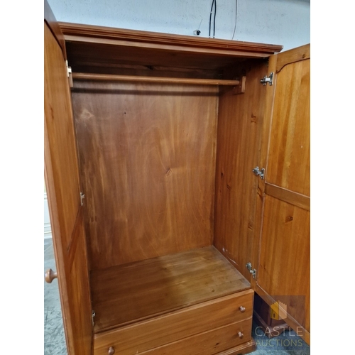 199 - Pine Double Wardrobe Over 2-Drawers, (Approx. 105 x 55 x 185cm)