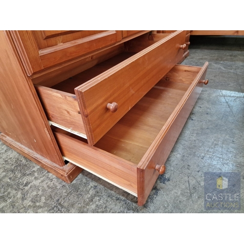 199 - Pine Double Wardrobe Over 2-Drawers, (Approx. 105 x 55 x 185cm)