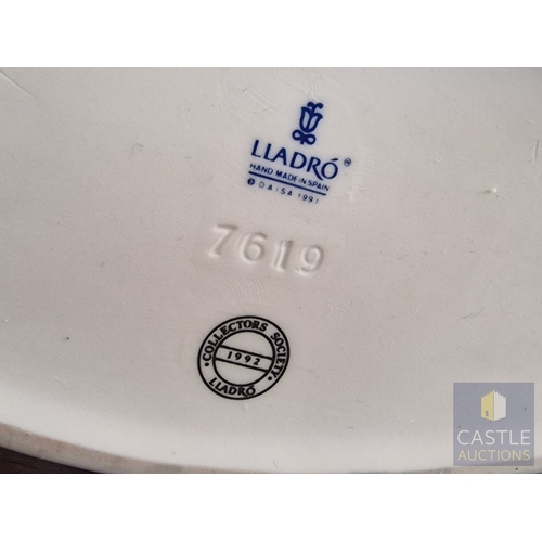 204 - Lladro Porcelain Figurine 'All Aboard' (#7619), of Boy with Train, 1992 Lladro Collector's Society P... 