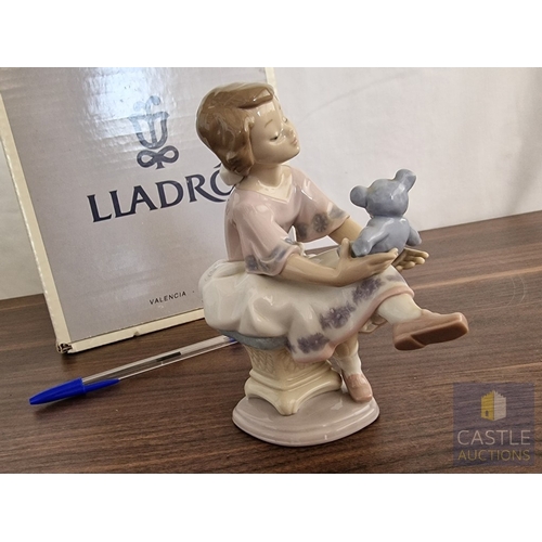 205 - Lladro Porcelain Figurine 'Best Friend' (#07620), of Girl Holding Teddy, 1993 Lladro Collector's Soc... 
