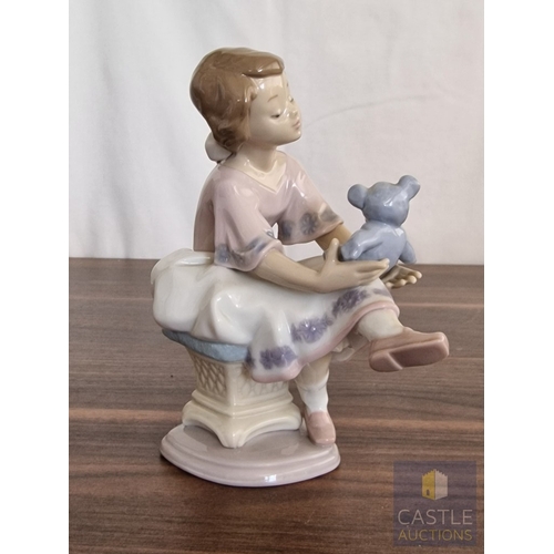 205 - Lladro Porcelain Figurine 'Best Friend' (#07620), of Girl Holding Teddy, 1993 Lladro Collector's Soc... 