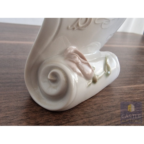 206 - Lladro Collector's Society Porcelain Plaque / Ornament with Scroll Base, Rose, Feather and Bird, (#7... 