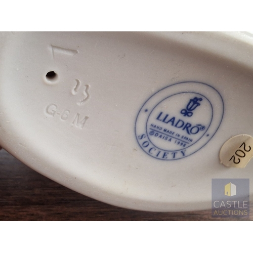 206 - Lladro Collector's Society Porcelain Plaque / Ornament with Scroll Base, Rose, Feather and Bird, (#7... 