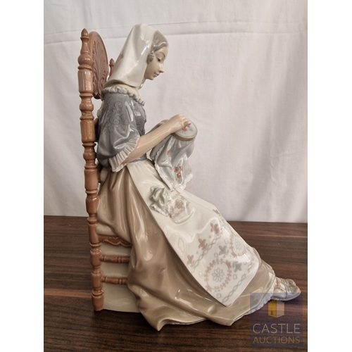 209 - Lladro Porcelain Figurine 'Embroiderer' (#4865), of Lady Sat in Chair Doing Needlework, Made in Spai... 
