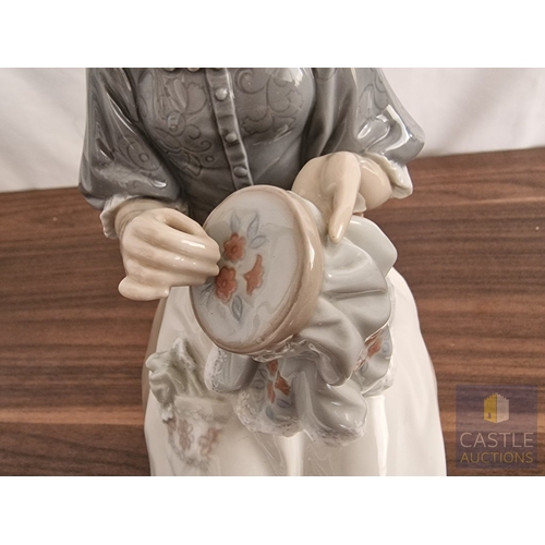 209 - Lladro Porcelain Figurine 'Embroiderer' (#4865), of Lady Sat in Chair Doing Needlework, Made in Spai... 