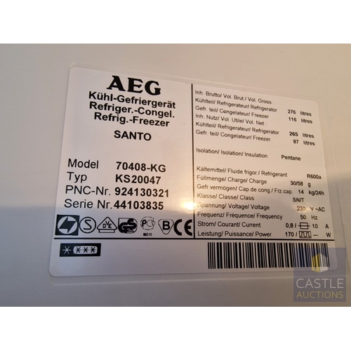 180 - AEG 'Santo' Silver Colour Fridge Freezer, (Model: 70408-KG), * Basic Test & Working When Lotted *