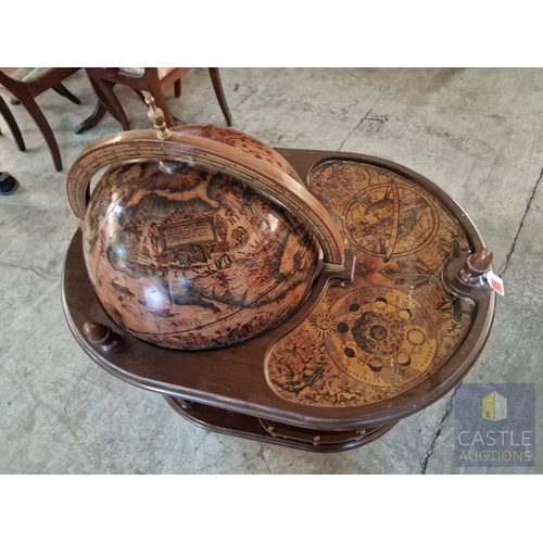 163 - Antique / Classical Style Drinks Globe / Bar Cart