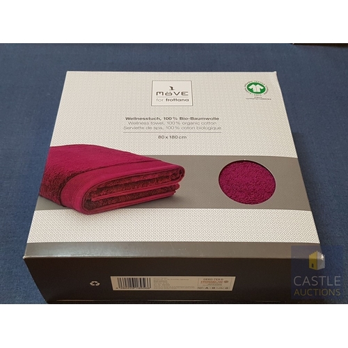 331 - 3x 'Move for Frottana' Wellness Bath Towels, Fuchsia Color, Made from 100% Organic Cotton (Approx. 8... 