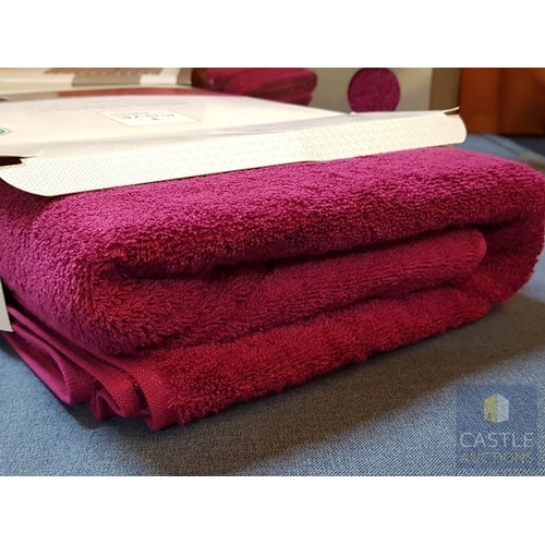 331 - 3x 'Move for Frottana' Wellness Bath Towels, Fuchsia Color, Made from 100% Organic Cotton (Approx. 8... 
