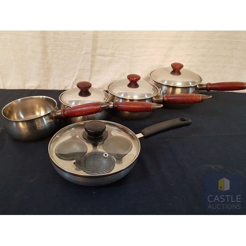 336 - Set of 4x Saucepans (3 with Lids), Together Poaching Eggs Benedict Maker (5)