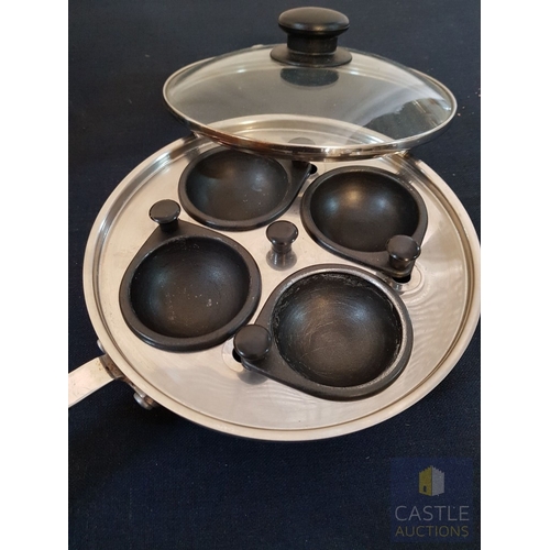 336 - Set of 4x Saucepans (3 with Lids), Together Poaching Eggs Benedict Maker (5)
