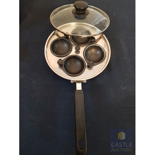 336 - Set of 4x Saucepans (3 with Lids), Together Poaching Eggs Benedict Maker (5)