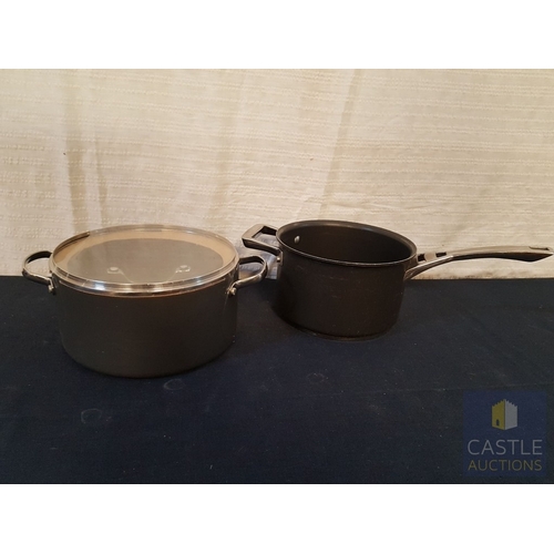 337 - Thomas Professional Cookware, Large Un-Used Cooking Pot with Glass Lid, Together Large Saucepan (A/F... 