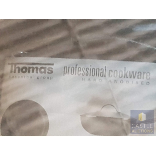 337 - Thomas Professional Cookware, Large Un-Used Cooking Pot with Glass Lid, Together Large Saucepan (A/F... 