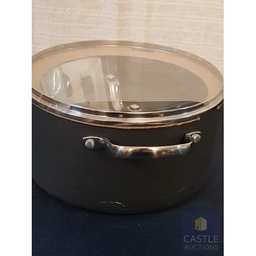 337 - Thomas Professional Cookware, Large Un-Used Cooking Pot with Glass Lid, Together Large Saucepan (A/F... 