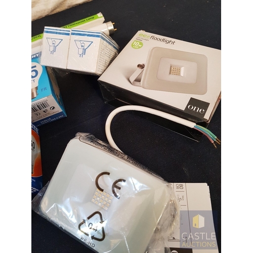 340 - Assorted Collection of  More Than 20x Light Bulbs, Sensor Light and 2x Wall Switches, See Multiple P... 