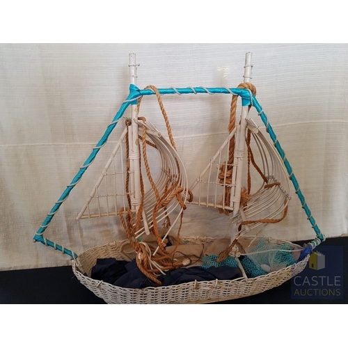 347 - DIY- Handcrafted Large Wicker Sailing Boat, Nautical or Maritime Theme Decor (Approx. 115cm x 80cm x... 