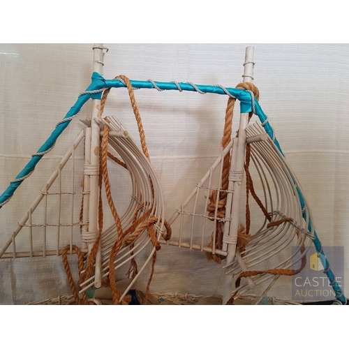 347 - DIY- Handcrafted Large Wicker Sailing Boat, Nautical or Maritime Theme Decor (Approx. 115cm x 80cm x... 