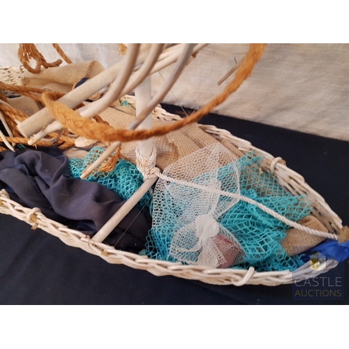 347 - DIY- Handcrafted Large Wicker Sailing Boat, Nautical or Maritime Theme Decor (Approx. 115cm x 80cm x... 