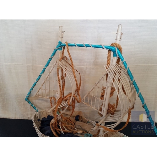 347 - DIY- Handcrafted Large Wicker Sailing Boat, Nautical or Maritime Theme Decor (Approx. 115cm x 80cm x... 