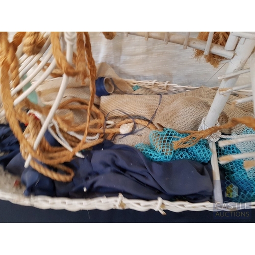 347 - DIY- Handcrafted Large Wicker Sailing Boat, Nautical or Maritime Theme Decor (Approx. 115cm x 80cm x... 