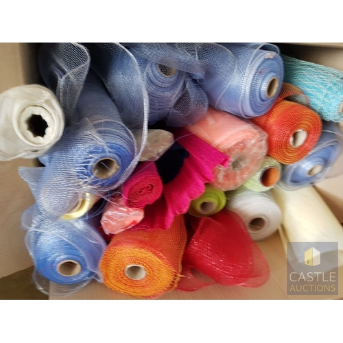 352 - Collection of Multicolor Rolls of Decorative Tulle and Netting Mesh Fabric for Craft, Decorations an... 