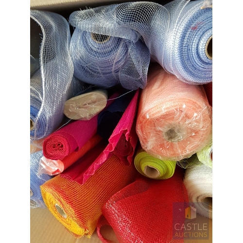 352 - Collection of Multicolor Rolls of Decorative Tulle and Netting Mesh Fabric for Craft, Decorations an... 