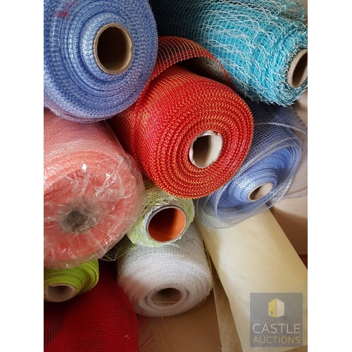 352 - Collection of Multicolor Rolls of Decorative Tulle and Netting Mesh Fabric for Craft, Decorations an... 