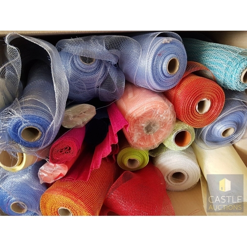 352 - Collection of Multicolor Rolls of Decorative Tulle and Netting Mesh Fabric for Craft, Decorations an... 