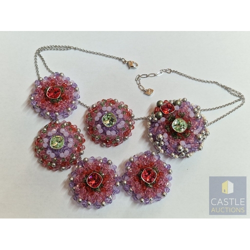 360 - Swarovski Statement Collection 'Ribbon Necklace' with Multi-Colour Crystals, Beads and Pearls, Set i... 