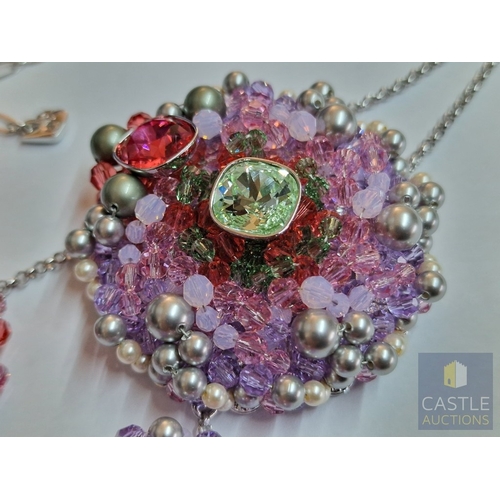 360 - Swarovski Statement Collection 'Ribbon Necklace' with Multi-Colour Crystals, Beads and Pearls, Set i... 