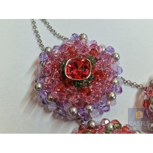 360 - Swarovski Statement Collection 'Ribbon Necklace' with Multi-Colour Crystals, Beads and Pearls, Set i... 