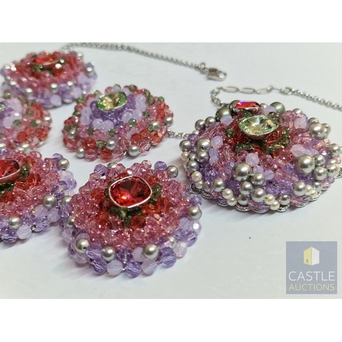 360 - Swarovski Statement Collection 'Ribbon Necklace' with Multi-Colour Crystals, Beads and Pearls, Set i... 