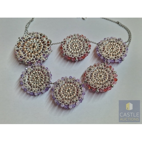 360 - Swarovski Statement Collection 'Ribbon Necklace' with Multi-Colour Crystals, Beads and Pearls, Set i... 