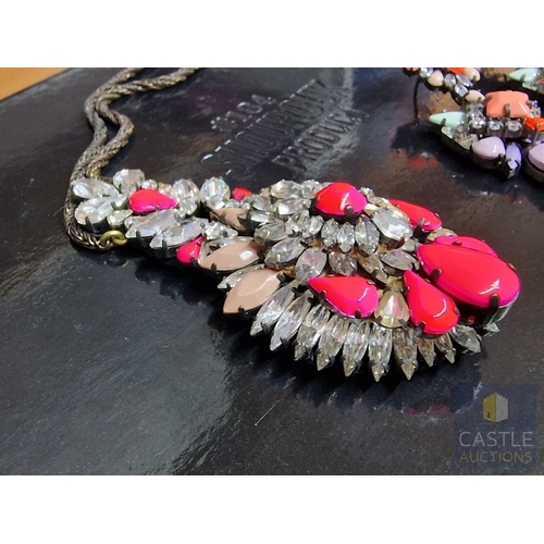 361 - French Designer SHOUROUK Vibrant Set of Multi-Colour Swarovski Crystal Pendant and Pair of Earrings,... 