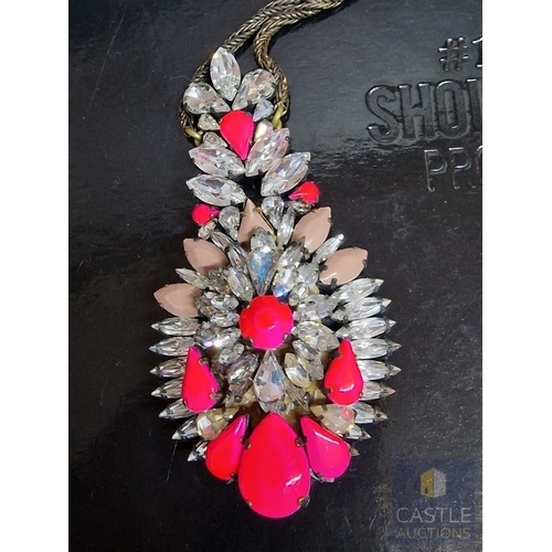 361 - French Designer SHOUROUK Vibrant Set of Multi-Colour Swarovski Crystal Pendant and Pair of Earrings,... 