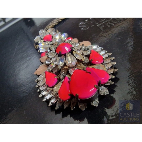 361 - French Designer SHOUROUK Vibrant Set of Multi-Colour Swarovski Crystal Pendant and Pair of Earrings,... 