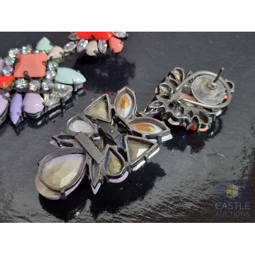 361 - French Designer SHOUROUK Vibrant Set of Multi-Colour Swarovski Crystal Pendant and Pair of Earrings,... 