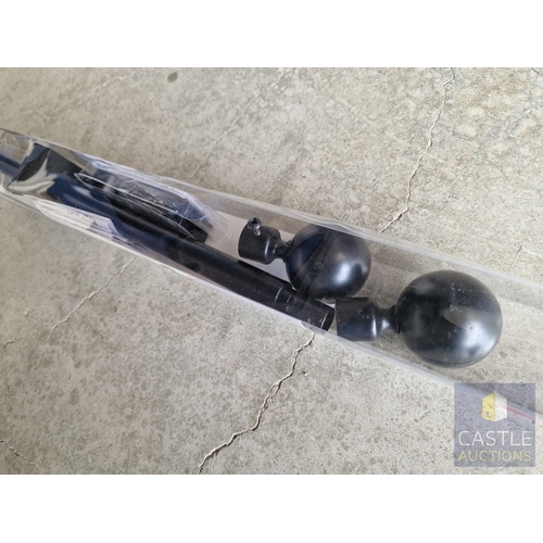 369 - Black Metal Curtain Rod / Pole, Unused in Box, (Approx. 110-120cm)