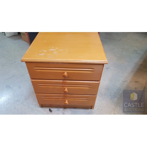 171A - Simple Bedside Unit with 3-Drawers (Approx. 42cm x 51cm x 47cm), A/F.