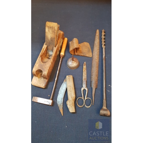 171B - Collection of Antique and Vintage Hand Tools, Inc. Early 20th Woodworking Plane Schroder Carety, Old... 