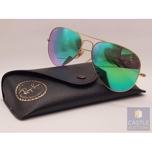 173B - Ray- Ban Sunglasses, Unisex Mirror Aviators' Made in Italy with Original Case, See Multiple Photos.