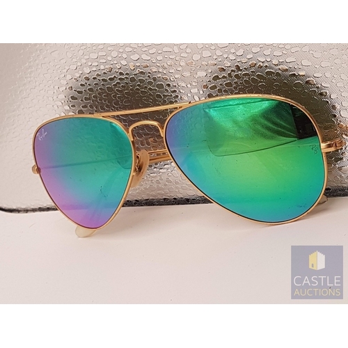 173B - Ray- Ban Sunglasses, Unisex Mirror Aviators' Made in Italy with Original Case, See Multiple Photos.