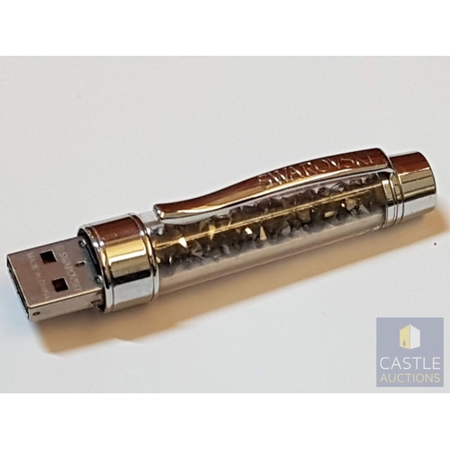 355 - Swarovski Crystalline USB Flash Drive (Dark Grey Crystal and Silver Tone), Untested.