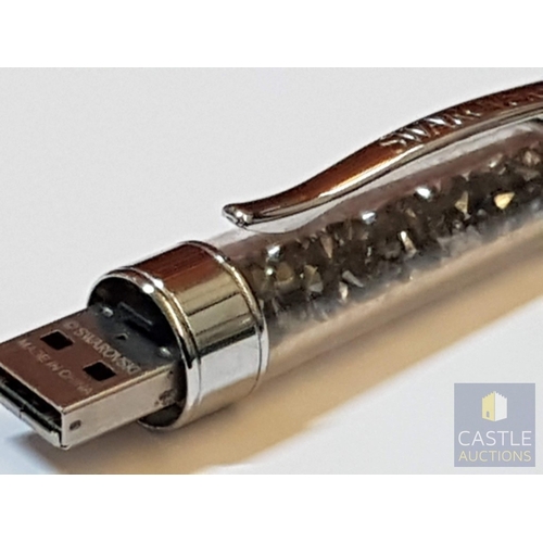 355 - Swarovski Crystalline USB Flash Drive (Dark Grey Crystal and Silver Tone), Untested.