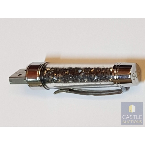 355 - Swarovski Crystalline USB Flash Drive (Dark Grey Crystal and Silver Tone), Untested.