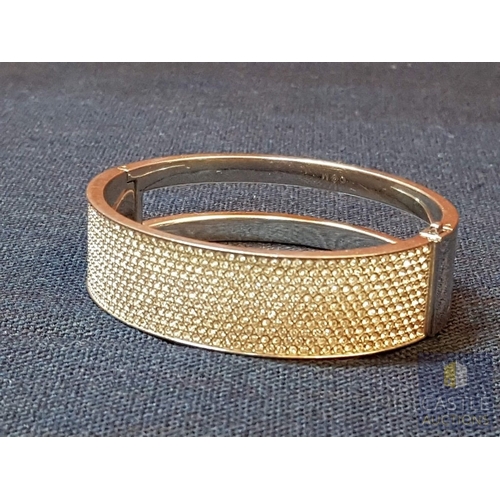 357 - Swarovski 2x Bracelets; Bangle/Cuff with Large Amount Zirconia Crystals and Stardust Fuchsia Bangle ... 