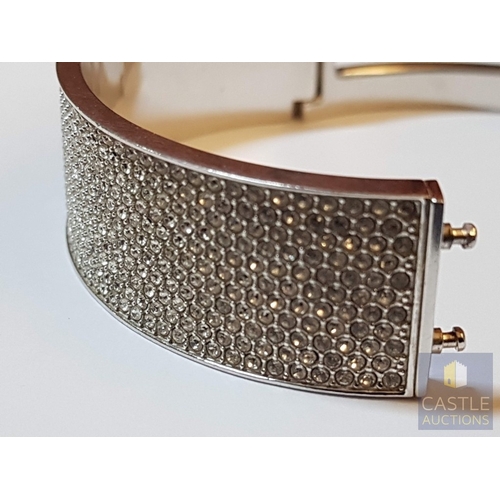 357 - Swarovski 2x Bracelets; Bangle/Cuff with Large Amount Zirconia Crystals and Stardust Fuchsia Bangle ... 