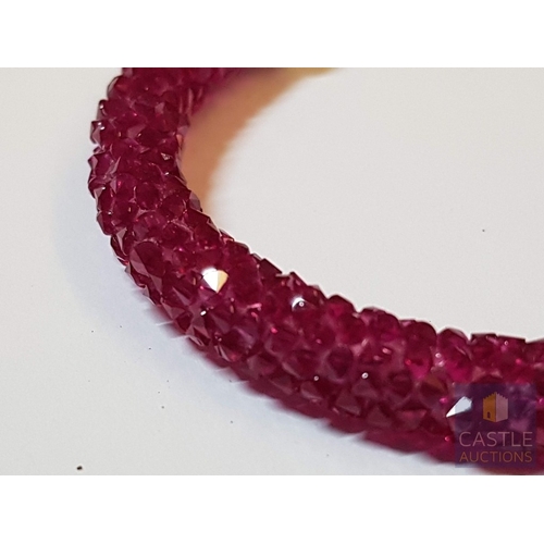 357 - Swarovski 2x Bracelets; Bangle/Cuff with Large Amount Zirconia Crystals and Stardust Fuchsia Bangle ... 